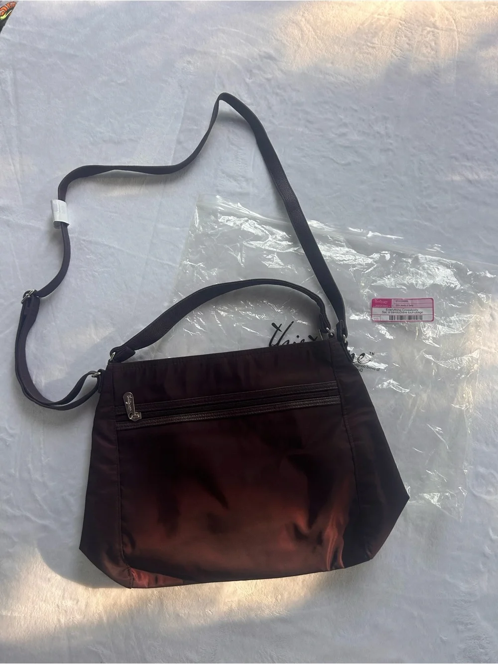 Thirty-One Everything Crossbody Bag Womens Burgundy Jewells & Gems Multi